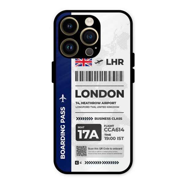 International Boarding Pass London Metal Back Case for iPhone 14 Pro