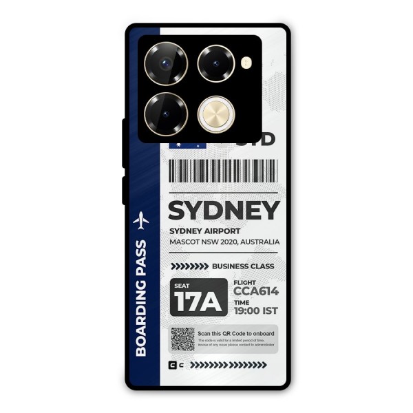 International Boarding Pass Sydney Metal Back Case for Infinix Note 40 Pro