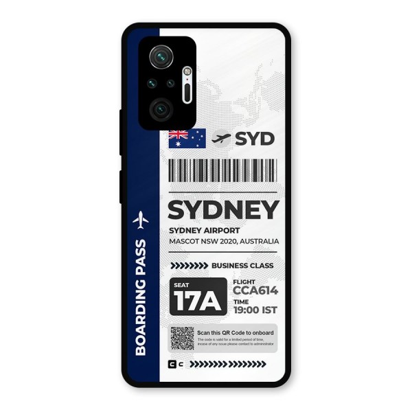International Boarding Pass Sydney Metal Back Case for Redmi Note 10 Pro