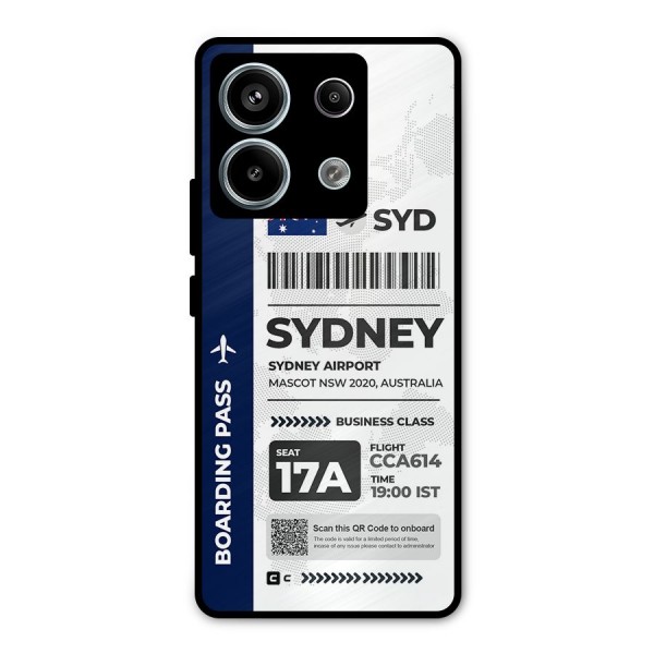 International Boarding Pass Sydney Metal Back Case for Redmi Note 13 Pro 5G