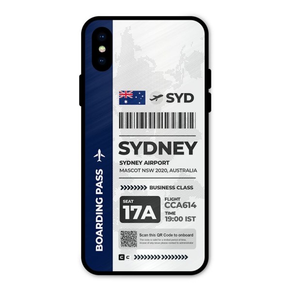 International Boarding Pass Sydney Metal Back Case for iPhone X