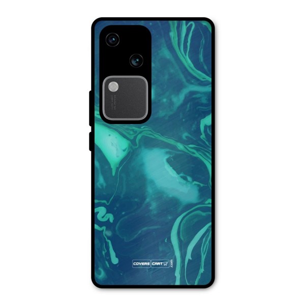 Jazzy Green Marble Texture Metal Back Case for Vivo V30 Pro