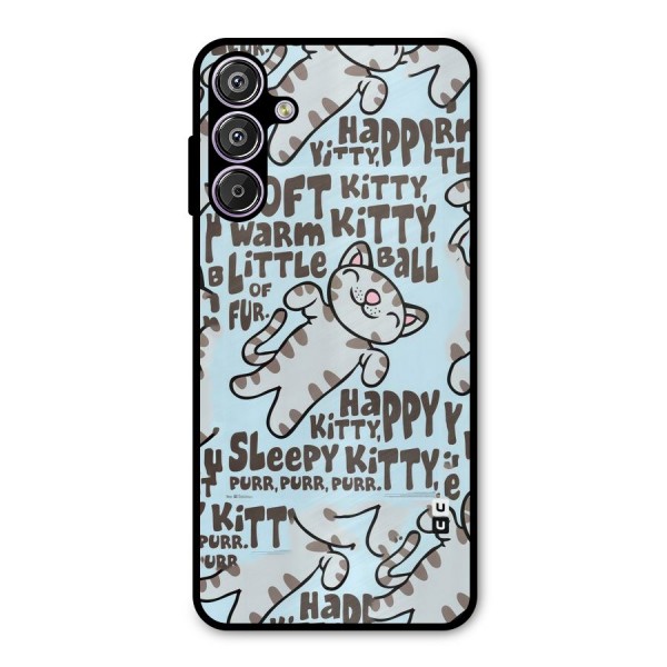 Kitty Pattern Metal Back Case for Galaxy F15