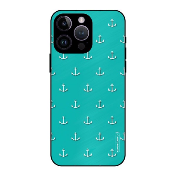 Light Blue Anchor Metal Back Case for iPhone 14 Pro Max