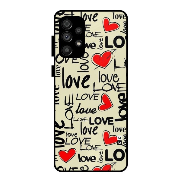 Love Hearts Pattern Metal Back Case for Galaxy A73 5G