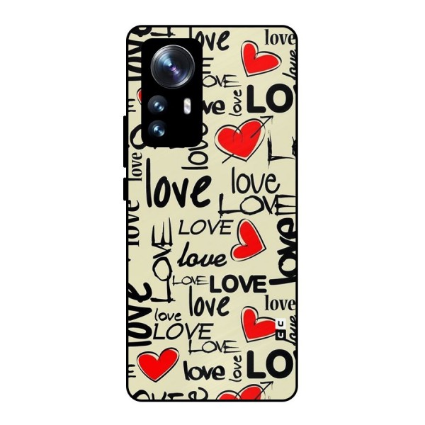 Love Hearts Pattern Metal Back Case for Xiaomi 12 Pro