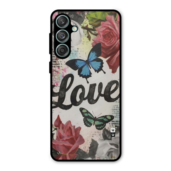 Lovely Butterfly Love Metal Back Case for Galaxy M55 5G