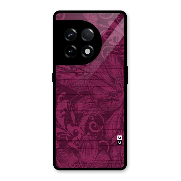Magenta Floral Pattern Glass Back Case for OnePlus 11R