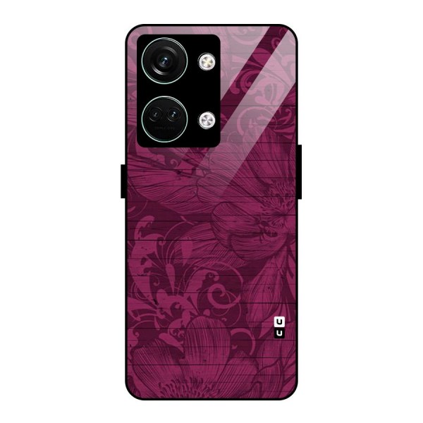 Magenta Floral Pattern Glass Back Case for Oneplus Nord 3
