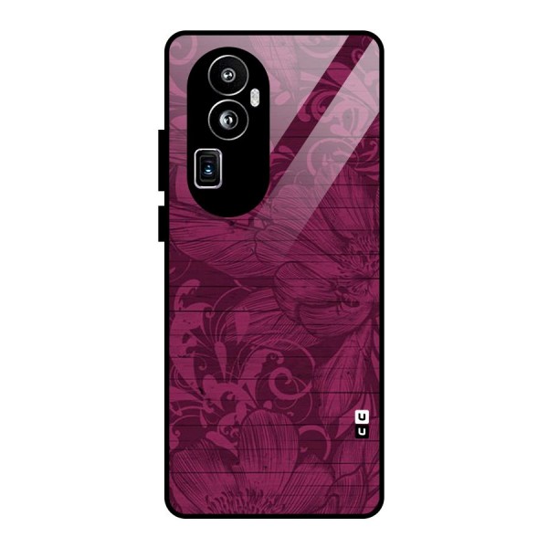 Magenta Floral Pattern Glass Back Case for Oppo Reno10 Pro Plus