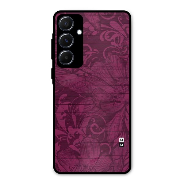 Magenta Floral Pattern Metal Back Case for Galaxy A55