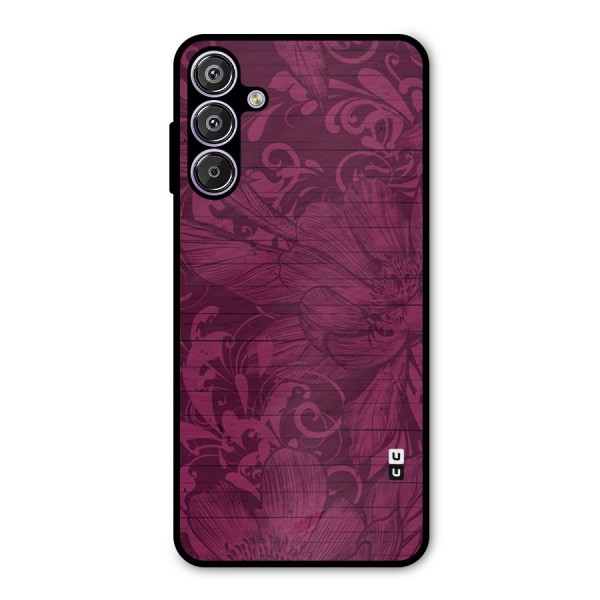 Magenta Floral Pattern Metal Back Case for Galaxy M15