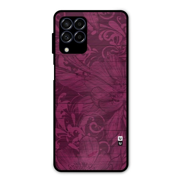 Magenta Floral Pattern Metal Back Case for Galaxy M53 5G