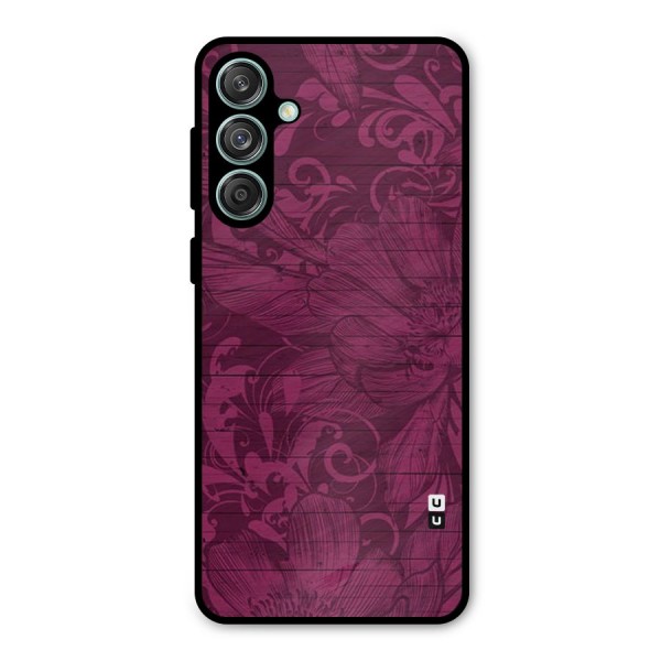 Magenta Floral Pattern Metal Back Case for Galaxy M55 5G