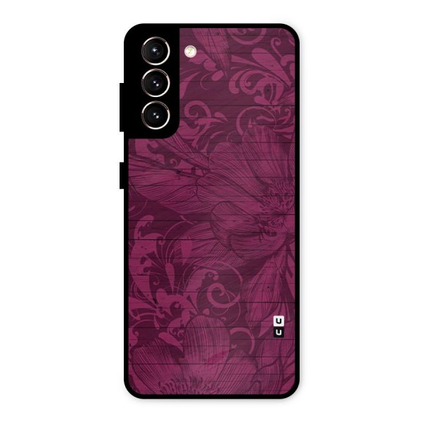Magenta Floral Pattern Metal Back Case for Galaxy S21 5G
