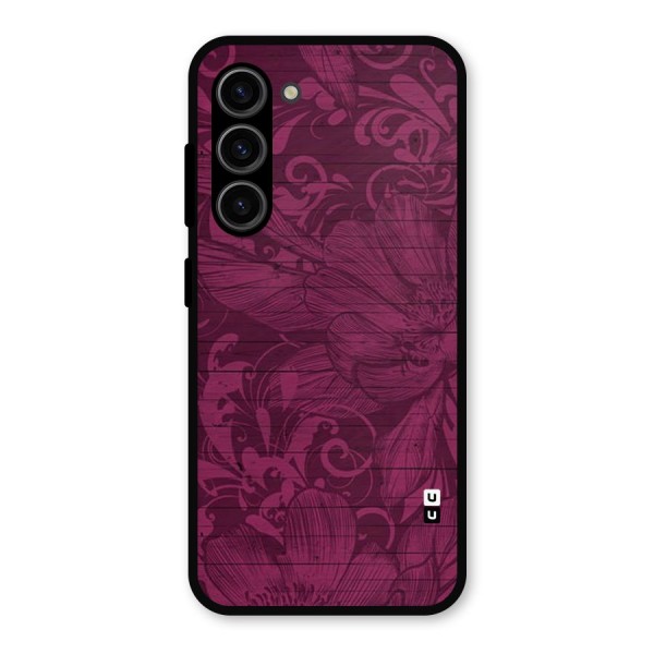 Magenta Floral Pattern Metal Back Case for Galaxy S23