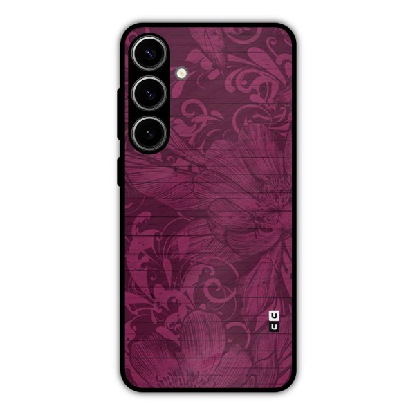 Magenta Floral Pattern Metal Back Case for Galaxy S24 Plus
