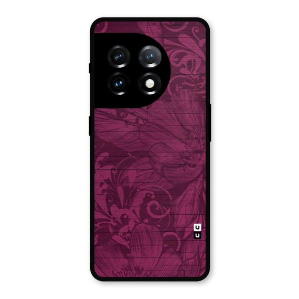 Magenta Floral Pattern Metal Back Case for OnePlus 11