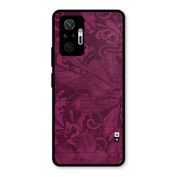 Magenta Floral Pattern Metal Back Case for Redmi Note 10 Pro