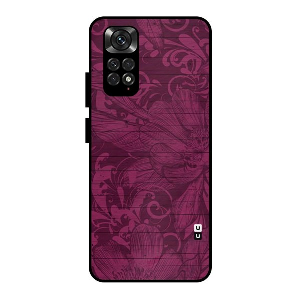Magenta Floral Pattern Metal Back Case for Redmi Note 11 Pro