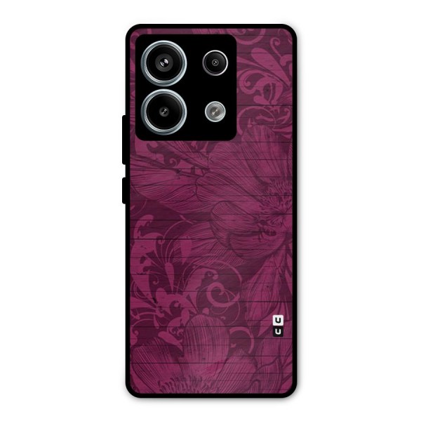 Magenta Floral Pattern Metal Back Case for Redmi Note 13 Pro 5G