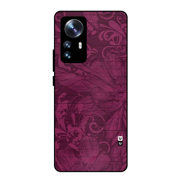 Magenta Floral Pattern Metal Back Case for Xiaomi 12 Pro