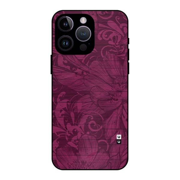 Magenta Floral Pattern Metal Back Case for iPhone 14 Pro Max