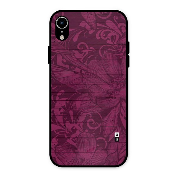 Magenta Floral Pattern Metal Back Case for iPhone XR