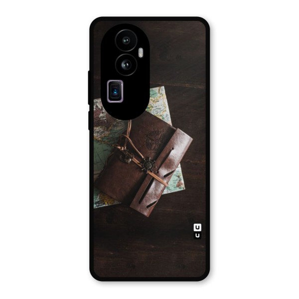 Map Journal Metal Back Case for Oppo Reno10 Pro Plus