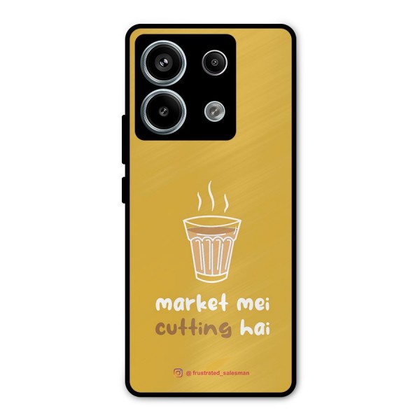 Market Mei Cutting Hai Mustard Yellow Metal Back Case for Redmi Note 13 Pro 5G