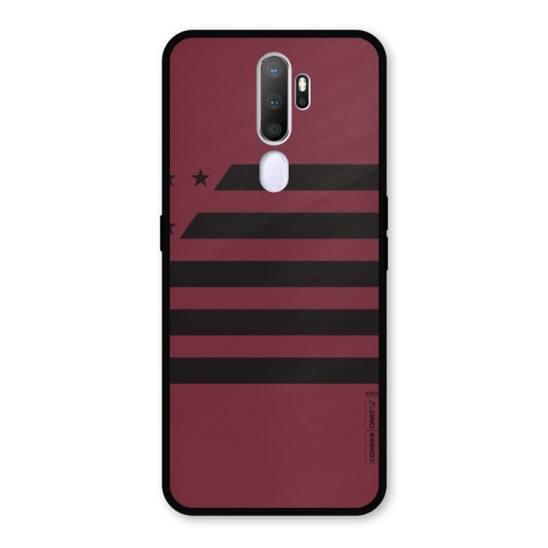 Maroon Star Striped Metal Back Case for Oppo A9 (2020)