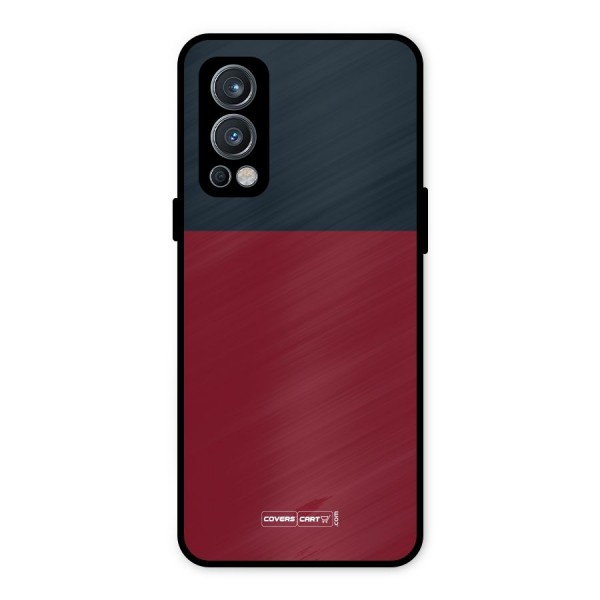 Maroon and Navy Blue Metal Back Case for OnePlus Nord 2 5G