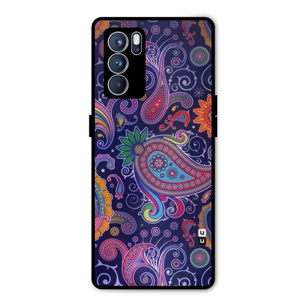 Mehendi Pattern Metal Back Case for Oppo Reno6 Pro 5G