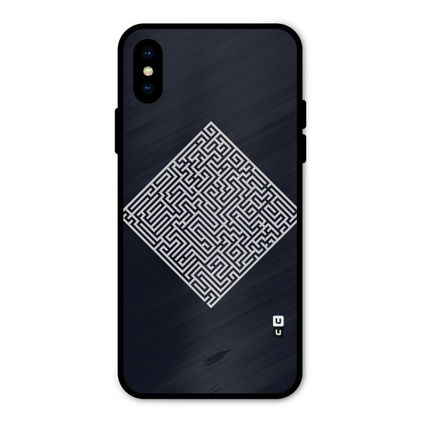 Minimal Maze Pattern Metal Back Case for iPhone X