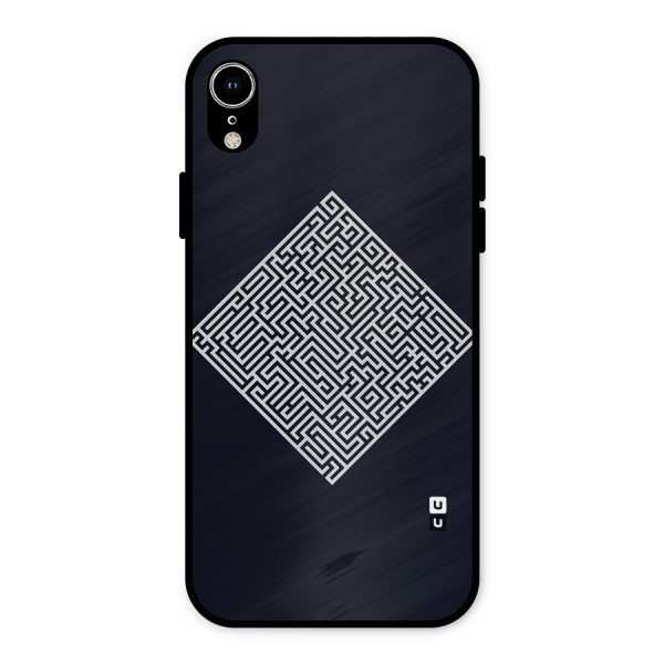 Minimal Maze Pattern Metal Back Case for iPhone XR