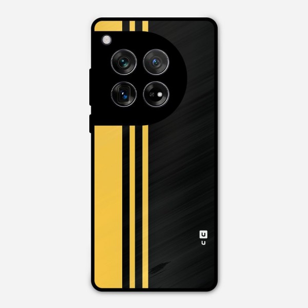 Minimal Yellow and Black Design Metal Back Case for OnePlus 12