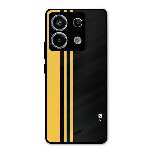 Minimal Yellow and Black Design Metal Back Case for Redmi Note 13 Pro 5G