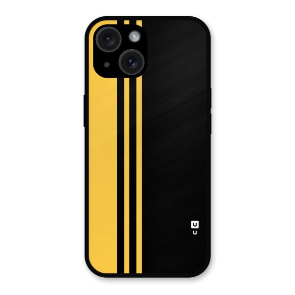 Minimal Yellow and Black Design Metal Back Case for iPhone 15