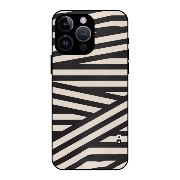 Monochrome Lines Metal Back Case for iPhone 14 Pro Max