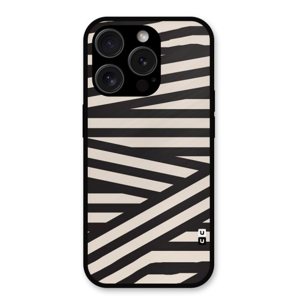 Monochrome Lines Metal Back Case for iPhone 15 Pro