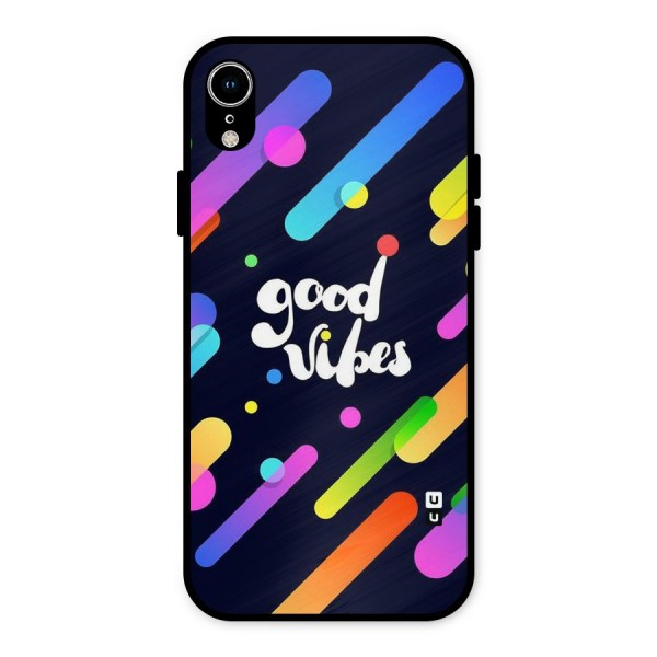 Multicolor Good Vibing Metal Back Case for iPhone XR