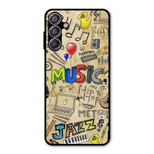 Music Pattern Metal Back Case for Galaxy M15