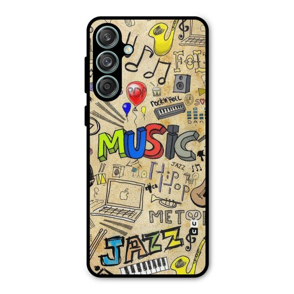 Music Pattern Metal Back Case for Galaxy M55 5G