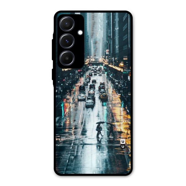 NY Streets Rainy Metal Back Case for Galaxy A55