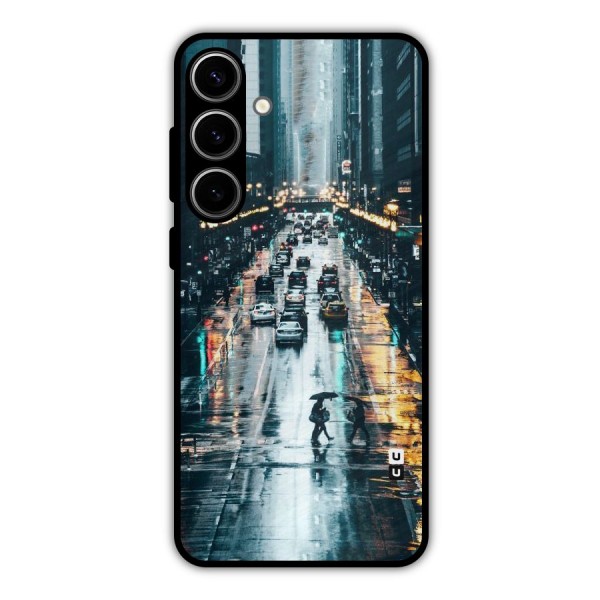 NY Streets Rainy Metal Back Case for Galaxy S24 Plus
