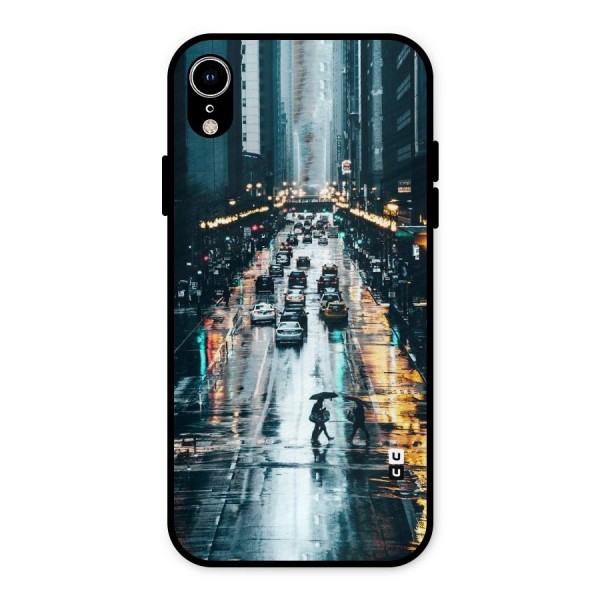 NY Streets Rainy Metal Back Case for iPhone XR