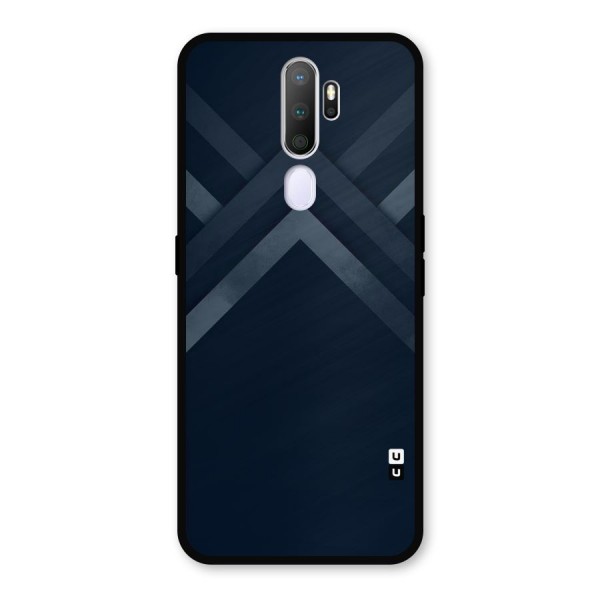 Navy Blue Arrow Metal Back Case for Oppo A9 (2020)