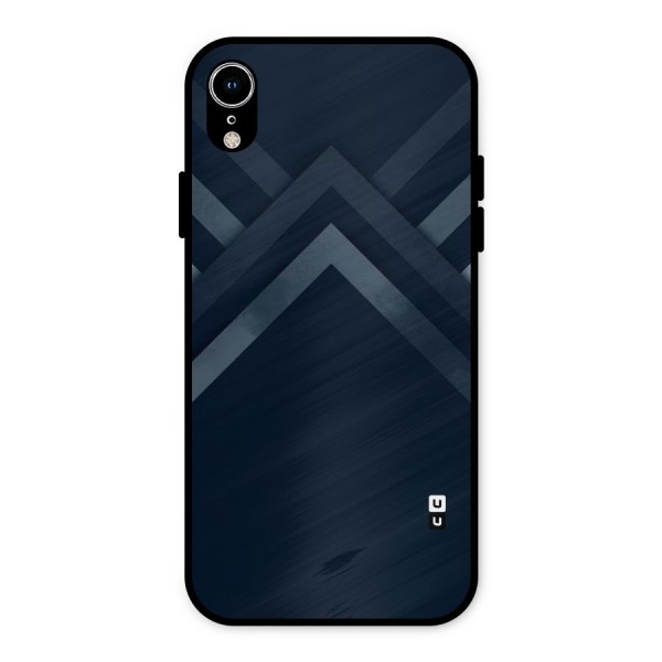 Navy Blue Arrow Metal Back Case for iPhone XR