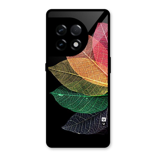 Net Leaf Color Design Glass Back Case for OnePlus 11R