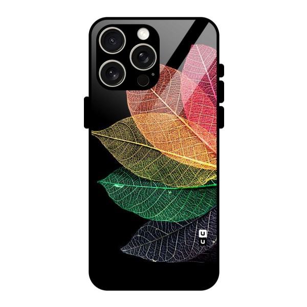 Net Leaf Color Design Glass Back Case for iPhone 15 Pro Max